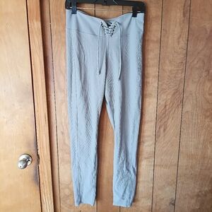 Kojooin Gray Lace-Up Waist Pants Women’s Size L Stretch Casual Work Trousers